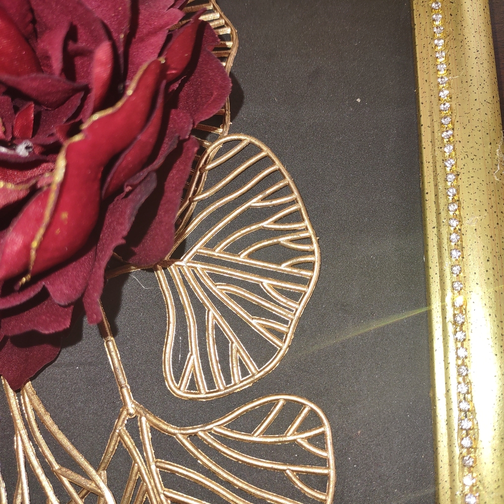 Elegant Gold and Red Floral Wall Art